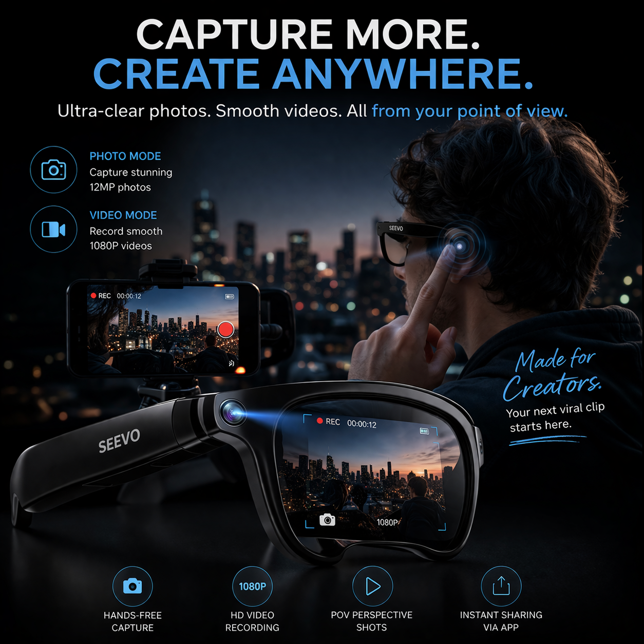 Seevo Optic AI Smart Glasses - Vision Edition